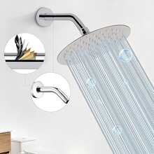 Stainless Steel Round Shower Arm For Wall-Mounted Installation, Shower Rod Pipe Holder, Bathroom Shower Head Support Elbow, American-Style Shower Bracket With Plated Handheld Shower Holder And Fixed Shower Head Mount - Bent Pipe Bracket - View 4