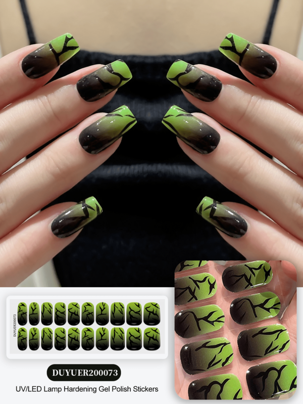 Halloween Semi Cured Gel Nail Strips, 20Pcs Long Lasting Salon Quality Wraps, Easy Apply & Remove Gel Nail Stickers With UV Light