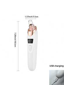 1pc Black Head Remover Vacuum Cleaner, Facial Pore Cleaner, 3 Suction Levels, Comes With 5 Nozzles, USB Rechargeable Facial Pore Cleaning Kit, Suitable For Adults, Multi-Functional Blackhead & Blemish Removal Tool - White - View 11