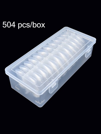 Nail Tips Ultra-Thin Seamless Transparent No-Sanding Almond Trapezoid Square Short Pointed Short Ballet 504 Pieces