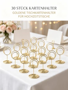 30-Piece Set Round Gold Table Card Holders With Metal Clip, Menu Card Holder, Note Holder, Picture Holder, Table Stand For Wedding, Banquet, And Party - 30pcs - View 1