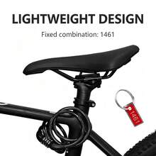 1pc Bicycle Fixed Combination Lock, Anti-Theft Steel Cable Keyless 4-Digit Code Lock, Universal Cycling Accessory For Mountain Bike And Electric Bike - Multicolor - View 4
