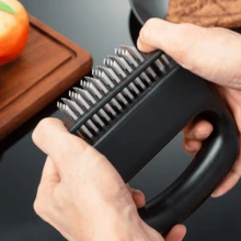 1PC Multi-Purpose Stainless Steel Manual 48-Needle Meat Tenderizer, Ergonomic Non-Slip Handle, Home Kitchen Meat Tenderizing Tool, Suitable For Beef, Chicken, Fish, Quickly Breaks Down Meat Fibers, Fully Absorbs Flavor And Improves Meat Texture, Efficient Perforation Design, Durable And Resistant To Needle Breakage, Essential For Daily Home Cooking, Professional Chef Commercial Meat Tenderizer Accessory, Specialized Kitchen Tool For Western Steak Marinating And Pre-Treatment - Multicolor - View 5