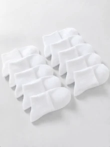 10 Pares de Meias Brancas Versáteis e Confortáveis para Uso Diário Feminino - Branco - Visão 5
