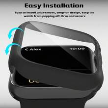 1 Pc Screen Protector - Full-Body Hard PC Protective Case, High-Definition Ultra-Thin, Compatible With Apple Watch Series Ultra/SE/11/10/9/8/7/6/5/4/3/2/1, Fits 38/40/41/42/44/45/46/49mm, Smart Watch Protective Case Accessory, Black - Black - View 3