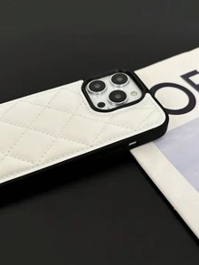 New Diamond Pattern 4-Color Fashion Phone Case Compatible With Apple 13, 15 Pro, 14, 16 Pro Max Protective Shockproof Shell - White - View 3