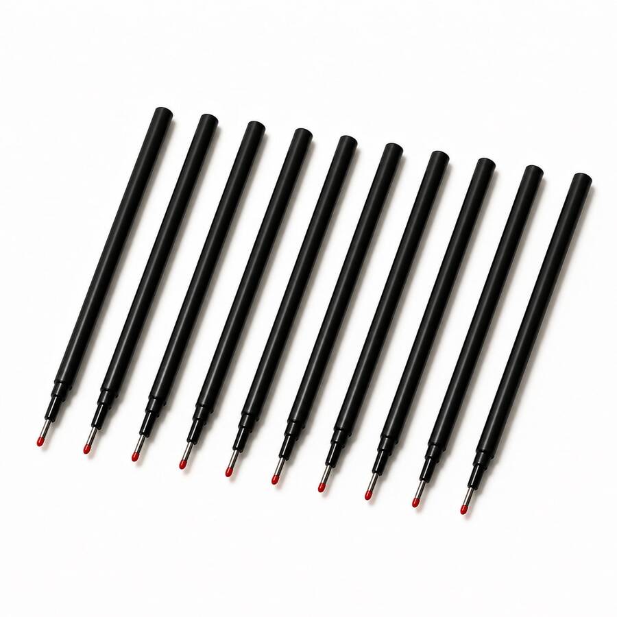 10pcs Black Pen Refills, Smooth Writing Replacement Ink Cartridges, Quick-Drying Fine Point Refills For Ballpoint Pens, Office & School Supplies, Back To School Stationery, Daily Writing, Note-Taking - Black Pen Refill - View 1