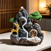 Mountain And Water Backflow Incense Burner Waterfall Smoke Incense Holder Zen Home Desktop Decor Ornament - Multicolor - View 9