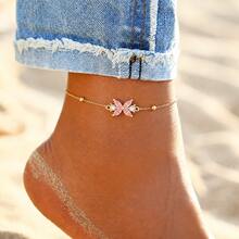 1pc New Fashion Colorful Bowknot Golden Stainless Steel Bead Chain Anklets For Women - Bow - View 1