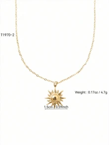 TONSI 1pc Fashionable Personalized Luxury Stainless Steel Sunflower Pendant Necklace, Heart Necklace, Waterproof Sweat-Resistant Non-Fading 18K Gold Plated High-End Elegant Collarbone Chain, Suitable For Women's Daily, Commute, Date Wear, Gift For Friends, Lovers, Mothers, Colleagues, Valentine's Day Gift - Gold - View 5