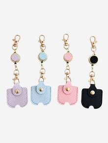 2pcs/1pc PU Leather Bag Charm, Retractable Key Holder, Extendable Key Chain, Gold Double Buckle And Protective Key Sleeve, Anti-Lost Bag Pendant, Suitable For Handbags, Wallets, Backpacks And Car Keys, Multiple Colors - A - View 6