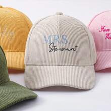 1件燈芯絨棒球帽，復古休閒爸爸帽，中性棒球帽，刺繡字母設計帽子，Y2K街頭風帽子，可調節帽子，秋冬戶外遮陽帽，日常百搭配件，聖誕禮物 - 多色5 - 查看 6