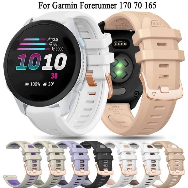 Official 20mm Silicone Watch Band, Compatible With Forerunner 170 170Music 70 570 42mm 165 245 55 158 645 245M, Vivoactive 6 5 Venu 2 Plus Venu SQ 2, Compatible With Samsung Galaxy Watch 7 FE 6 5 4, Women's Smart Watch Band Accessory