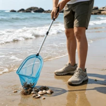 1pc Telescopic Swimming Pool Skimmer Net With Adjustable Stainless Steel Pole, Lightweight Net Head For Easy One-Handed Operation, Effortlessly Scoop Leaves, Insects And Debris From Water Surface, Say Goodbye To Frequent Bending And Scooping Fatigue. The Net Bag Is Made Of High-Density Nylon Fine Mesh, Which Can Quickly Filter Water And Securely Retain Small Particles, Preventing Dust, Small Insects And Other Debris From Escaping Through The Net. One Scoop Can Restore The Cleanliness Of The Swimming Pool Surface, Reducing The Trouble Of Repeated Cleaning - Multicolor - View 5