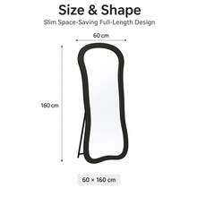 Irregular Wavy Body Mirror 160x60cm, Slim Space-Saving Floor Mirror With Stand, Wall Mounted Large Vanity Mirror With Black Frame For Entryway And Dressing Area - 60*160cm - View 7