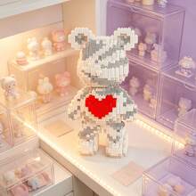 1876pcs Large White Bear Building Blocks, Decorative Items And Room Decor, Home Decor, Party Decor, Decorative Statue, Handicrafts, Fine Carving, Lightweight Statue, Collectible Statue, Display Statue, Home Designer, DIY Enthusiast - Personalized Gift - Blue and White - View 7