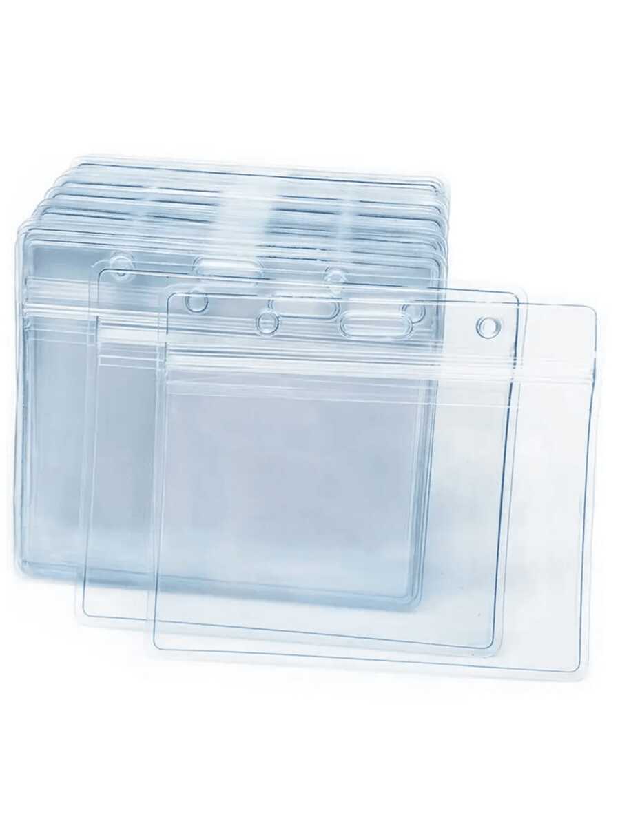 2/5/10pcs Transparent Card Holder Sleeves, Pass Card Holder, Badge Holder, ID Card Protector, Nurse Badge Holder, Soft PVC Plastic Horizontal Card Holder, Transparent Waterproof Card Holder, Suitable For ID Card, Student Card, Back To School - Rectangle - View 1