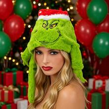 The Grinch قبعة عيد الميلاد، قبعة بأذنين متحركتين مع كيس هواء، إكسسوار تنكري للعطلات - متعدد الألوان - مشاهدة 6