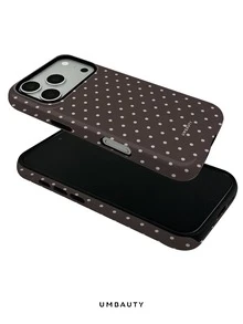 UMBAUTY 1件深棕色背景搭配粉色波點圖案設計手機殼，相容 iPhone 18 Pro Max，適用於 11/12/13/14/15/16/17/18 Pro/Pro Max/Plus/17e，高端時尚趣味款，男女皆宜，適合送給女友的復活節、春季、婚禮季與生日禮物 - 彩色 - 查看 4