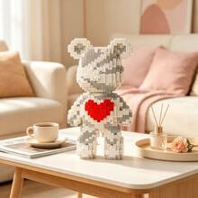 1876pcs Large White Bear Building Blocks, Decorative Items And Room Decor, Home Decor, Party Decor, Decorative Statue, Handicrafts, Fine Carving, Lightweight Statue, Collectible Statue, Display Statue, Home Designer, DIY Enthusiast - Personalized Gift - Blue and White - View 5