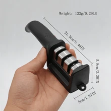 Upgraded 3-Stage Home Knife Sharpener - 3-Level Sharpening Slots (Coarse/Fine/Polishing), Compatible With Kitchen Knives, Fruit Knives, Scissors, Non-Slip Stable Design + Comfortable Grip, Black/Red, Kitchen Essential - Black - View 11