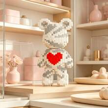 1876pcs Large White Bear Building Blocks, Decorative Items And Room Decor, Home Decor, Party Decor, Decorative Statue, Handicrafts, Fine Carving, Lightweight Statue, Collectible Statue, Display Statue, Home Designer, DIY Enthusiast - Personalized Gift - Blue and White - View 2