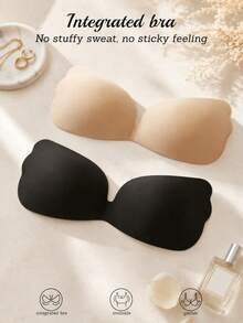 1 buah Bra Push-Up Tak Terlihat, Desain Tanpa Tali Perekat, Cocok untuk Bikini dan Gaun Malam Tanpa Tali (Termasuk 10 buah Penutup Puting Berbentuk Bunga) - MultiWarna - View 1