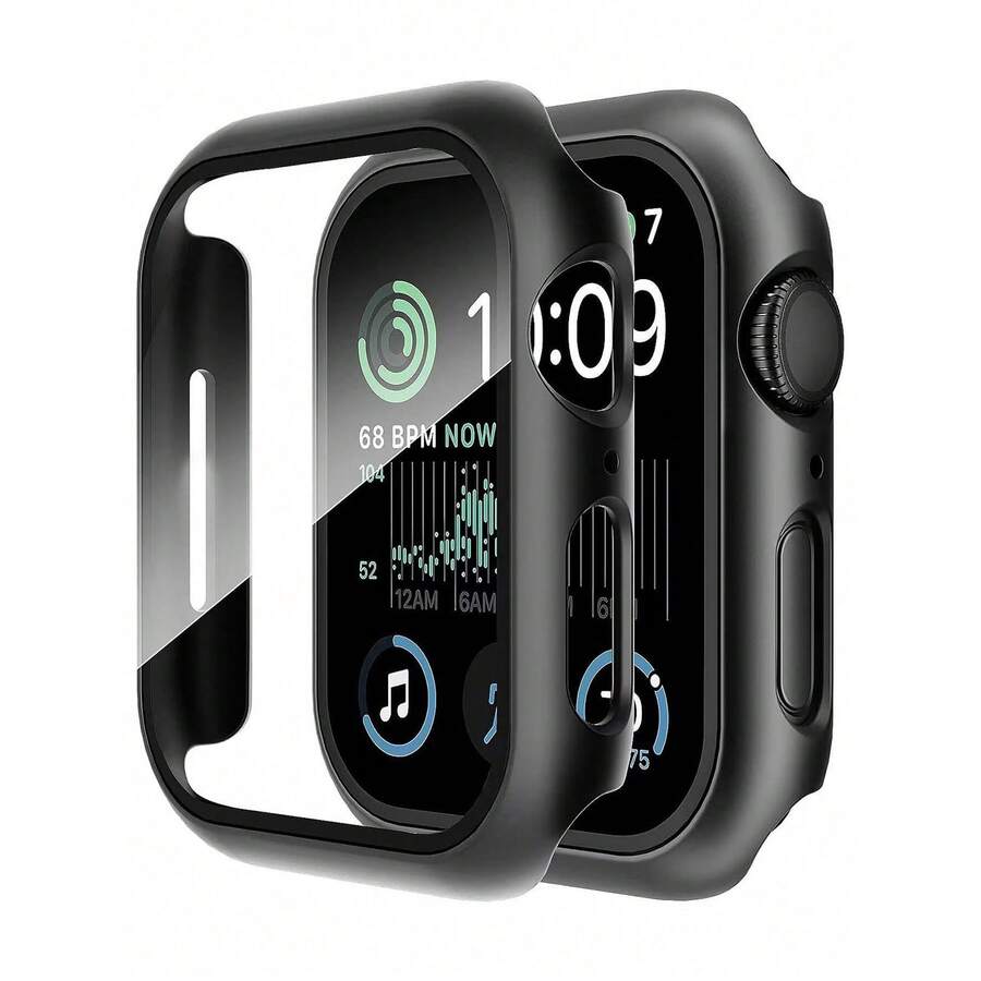 1 Pc Screen Protector - Full-Body Hard PC Protective Case, High-Definition Ultra-Thin, Compatible With Apple Watch Series Ultra/SE/11/10/9/8/7/6/5/4/3/2/1, Fits 38/40/41/42/44/45/46/49mm, Smart Watch Protective Case Accessory, Black - Black - View 1