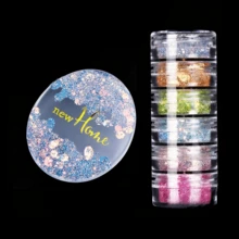 1 Set Of 6 Bottles Durable Rainbow Holographic Glitter Set, Includes 6 Colors Of Glitter Rhinestones, Multiple Sizes Of Adhesive Sequins, Suitable For Resin Decorations, Nail Art And Various DIY Crafts - Multicolor - View 11