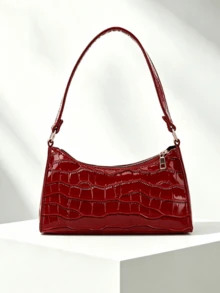 Hot-Selling New Design Minimalist Retro Crocodile Embossed Shoulder Underarm Bag, Casual Handbag, Baguette Bag, Suitable For Daily Matching, Shopping, Dating, Women's Bag - Multicolor - View 1