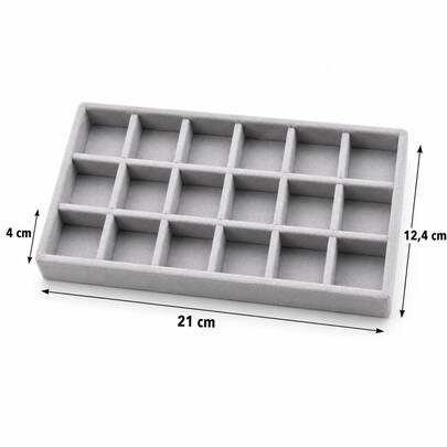 Porta-Joias Organizador de Veludo Cinza 21 cm para Anéis Brincos e Colares com Divisórias – Escolha o Modelo