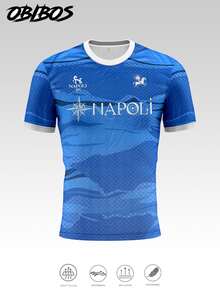 Italian Men's And Teen T-Shirt, Naples Design Comfortable Top, Match, Daily Wear, Gift, League Sports Fall - Blue - View 10