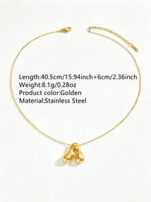 VceTd 1/2PCS Fashion Style Colorful Asymmetric Beaded Necklace/Bubble Shaped Letter Pendant Necklace Stainless Steel Women Necklace Set Suitable For Women Daily Wear Or Party Or Vacation Or Holiday Gift - Yellow Gold - View 11