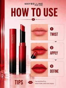 Maybelline Matte Slim Lipstick #899 1.7g, tekstur cokelat, hasil akhir matte, tidak membuat bibir kering, ringan dan lembut, membuat bibir tampak lebih penuh, sempurna untuk pemotretan sehari-hari. - Lipstik Matte Slim Maybelline 899 - View 11