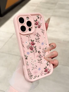Soft Pink Floral Butterfly Thick Anti-Drop Phone Case Soft Shell Compatible With Apple 18 Pro Max/17 Pro Max/16/15/14/13/12/11/XR/XS/15 Plus And Other Models, Holiday Gift For Men And Women - Pink - View 2