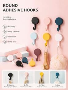 Multi-Color Adhesive Hooks, Fashionable & Practical Wall Decor Key Hooks, Hat, Scarf & Key Holder, For Home, Kitchen, Bathroom, Office Wall Installation - Multicolor - View 2