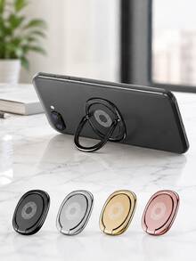 Support de téléphone rotatif à 360° en métal, support de doigt pliable ultra-fin, support de téléphone anti-chute, support de téléphone rond réglable, poignée arrière de téléphone, accessoire de smartphone universel, convient pour iPhone et Android, support de bureau mains libres - Multicolore - Voir 2