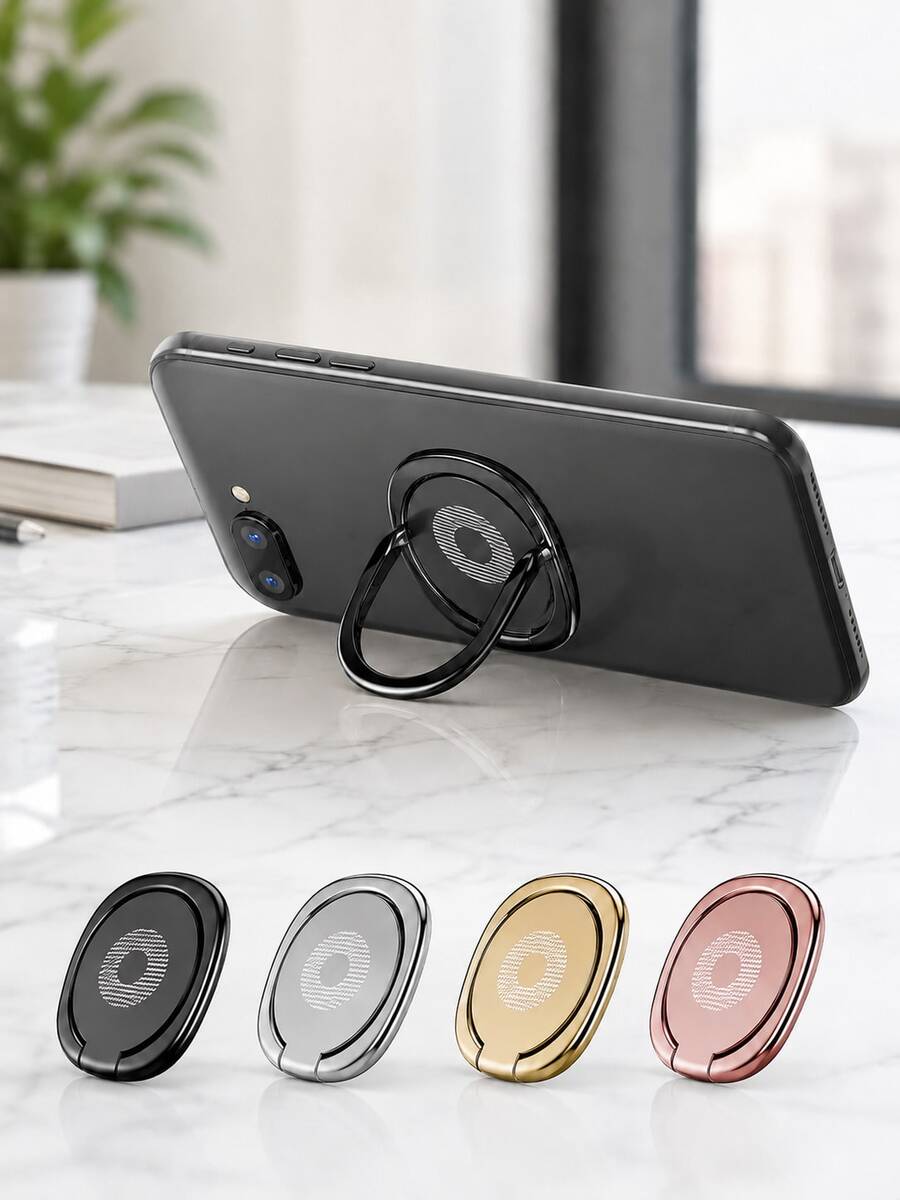 Support de téléphone rotatif à 360° en métal, support de doigt pliable ultra-fin, support de téléphone anti-chute, support de téléphone rond réglable, poignée arrière de téléphone, accessoire de smartphone universel, convient pour iPhone et Android, support de bureau mains libres
