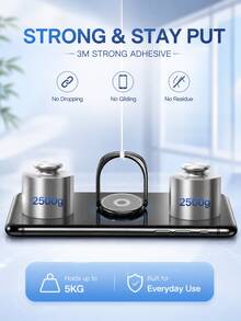 Support de téléphone rotatif à 360° en métal, support de doigt pliable ultra-fin, support de téléphone anti-chute, support de téléphone rond réglable, poignée arrière de téléphone, accessoire de smartphone universel, convient pour iPhone et Android, support de bureau mains libres - Multicolore - Voir 11