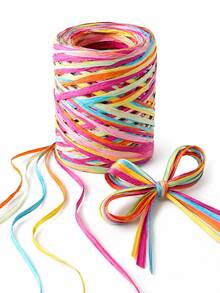 Colorful 5.5 Yards/Pack Raffia Paper Rope Ribbon, Suitable For Gift Wrapping, Floral Arrangement, Wedding Bouquet And Party Decoration - One Size Fits All - View 9