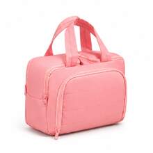 Large Capacity Women's Travel Makeup Bag, Portable Multi-Compartment Cosmetic Storage Bag With Handle, Brush Slots, Mesh Pockets And Wide Zipper Opening, Suitable For Vacation, Bathroom, Home Toiletries And Skincare Storage - Multicolor - View 10