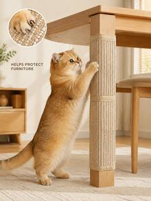 Sisal Cat Scratching Pad, Adjustable Cat Scratching Pad With 3 Hook And Loop Straps, Table Leg Cat Scratching Board And Furniture Anti-Scratch Protection Pad, For Indoor Cats, 1pc - M - View 2
