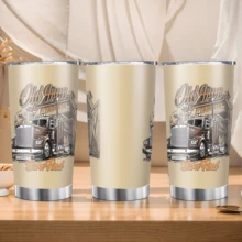 1/5pcs 20oz Stainless Steel Insulated Tumbler, Vintage Heavy Duty Truck Print, Leak-Proof Sealed Lid, Portable Insulated Cup, Suitable For Road Trips, Garage Work, Long Distance Driving, Daily Drinking - Heavy-duty Truck - View 2