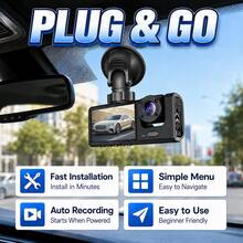 3 Channel Dash Cam 1080P Front, Triple Car Camera With IR Night Vision, Loop Recording - A - View 7