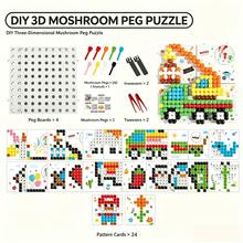 3+ Years Old Children Thick 3D Mushroom Peg Puzzle Toy, Educational Color And Shape Learning Toy, Ideal Christmas And Easter Gift For Boys And Girls - Multicolor - View 10
