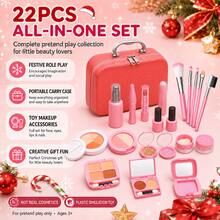 Christmas Kids Pretend Makeup Set, Plastic Simulated Makeup Toy Gift Box With Carrying Storage Case - Multicolor - View 2