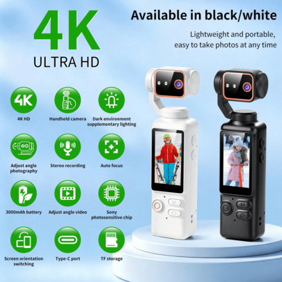 1PC 4K Body Camera, Mini Video And Audio Pocket Camera 270° Rotating Camera, Suitable For Outdoor Sports, Cycling, Travel, Police Law Enforcement, Personal