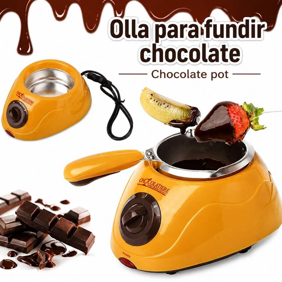 Crisol de chocolate eléctrico Crisol de chocolate DIY utensilios de cocina para hornear pasteles, mantequilla, chocolate, calefacción, herramientas profesionales para hornear - Amarillo Mostaza - Ver 1