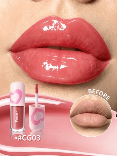 Eunarz Brillo de Labios con Purpurina Aceite de Labios Tintado Bálsamo Labial Hidratante Brillante Cuidado de Labios No Pegajoso Hidratante Adecuado para Labios Secos