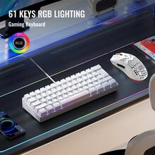 Wired Keyboard And Mouse Combo, 61-Key Membrane Keyboard, Dual-Shot Keycaps, Optical Mouse, Colorful Backlight, USB Plug And Play - View 2